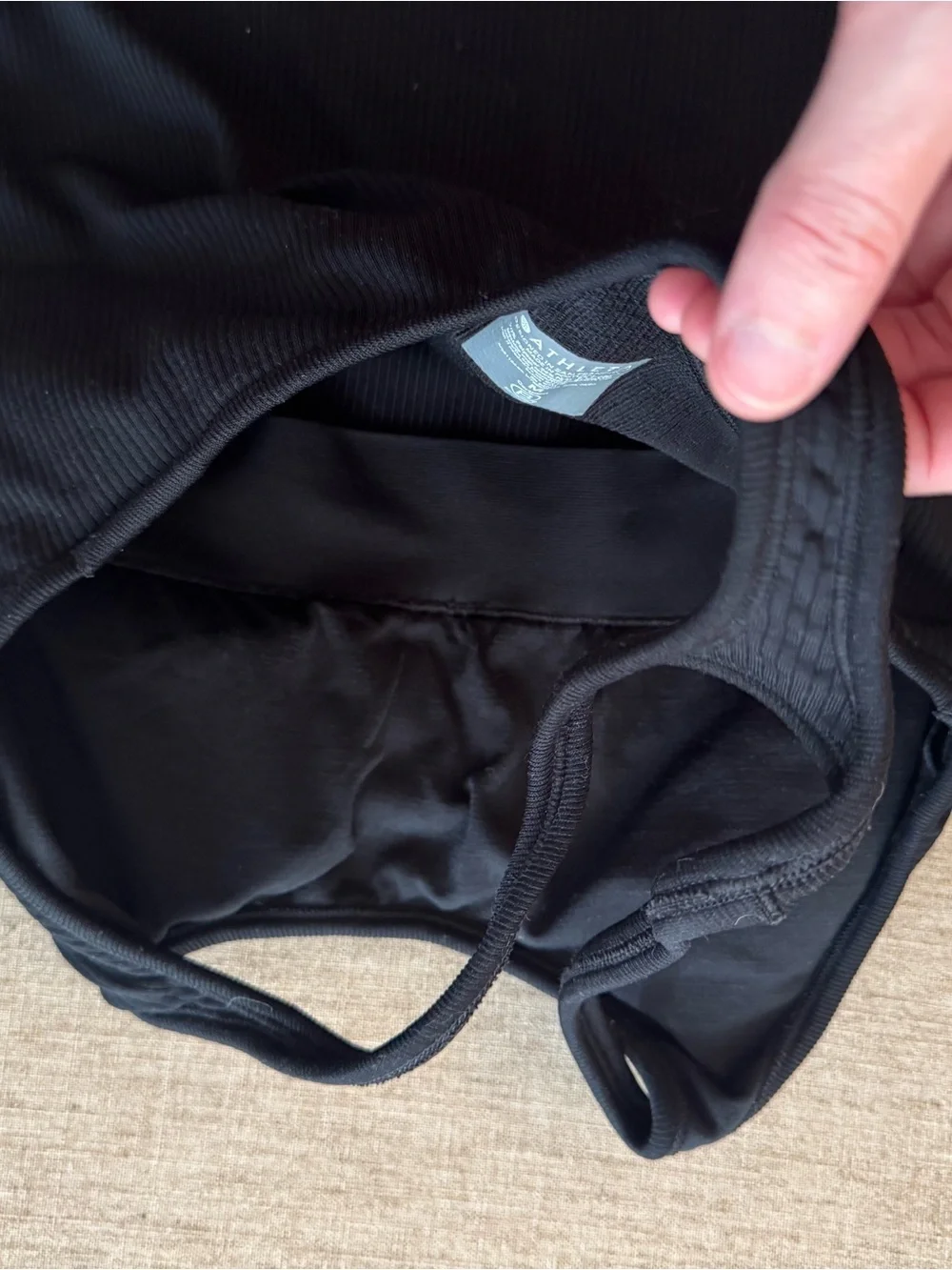 Athleta Black Ribbed Racerback Tank Top - Picture 2 of 3